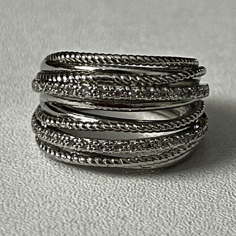 Layered Textured Sterling Silver Band Ring -5.90grams size near 6